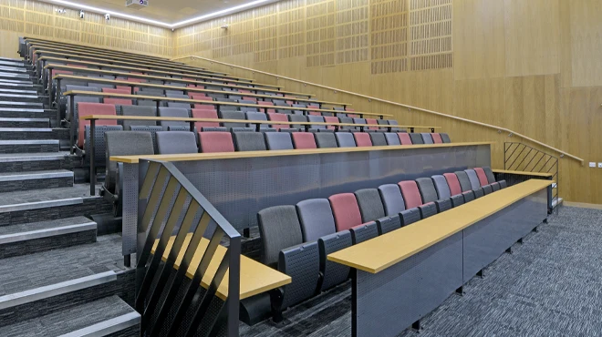 The 2.008 lecture theatre in AMBS, with tiered seating