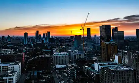 Manchester at sunset